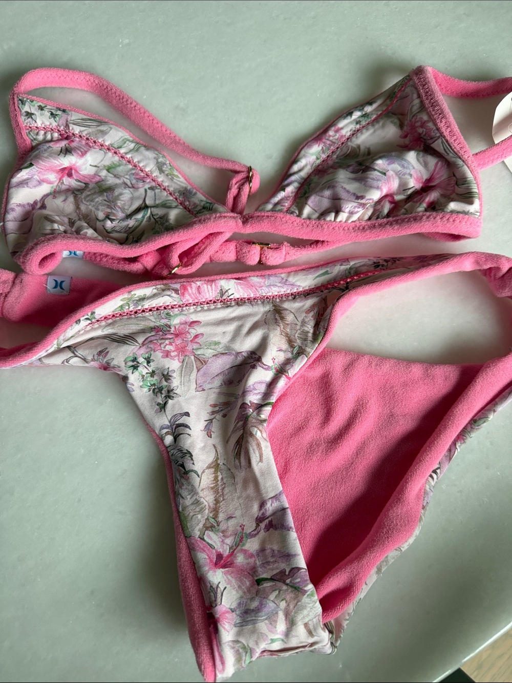 Hurley Pink Floral Two-Piece Bikini Set